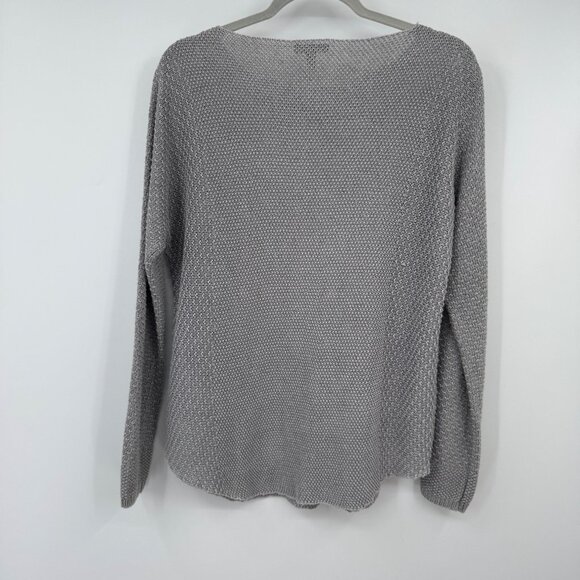 Eileen Fisher Linen sweater long sleeve crew neck rounded hemline woman’s size M - Picture 8 of 13